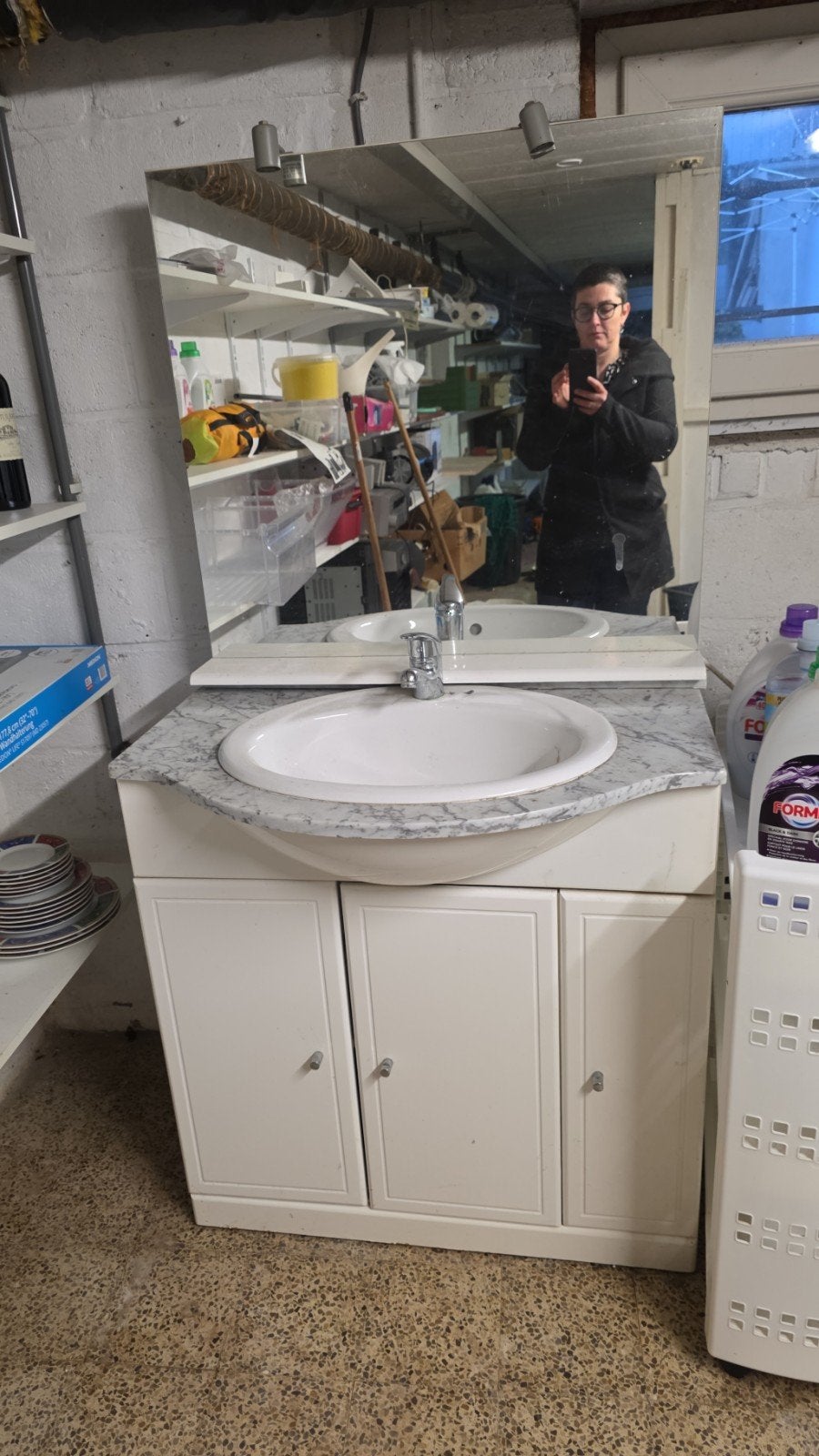 superbe meuble salle de bain avec miroir et armoire, Enlèvement, Utilisé, Armoire à miroir