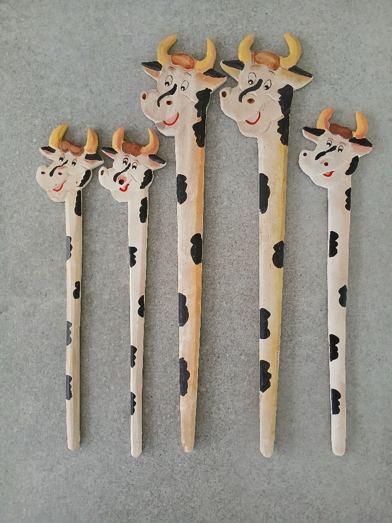 set (5stuks) plantenstekers koetjes, Collections, Statues & Figurines, Neuf, Animal, Enlèvement ou Envoi