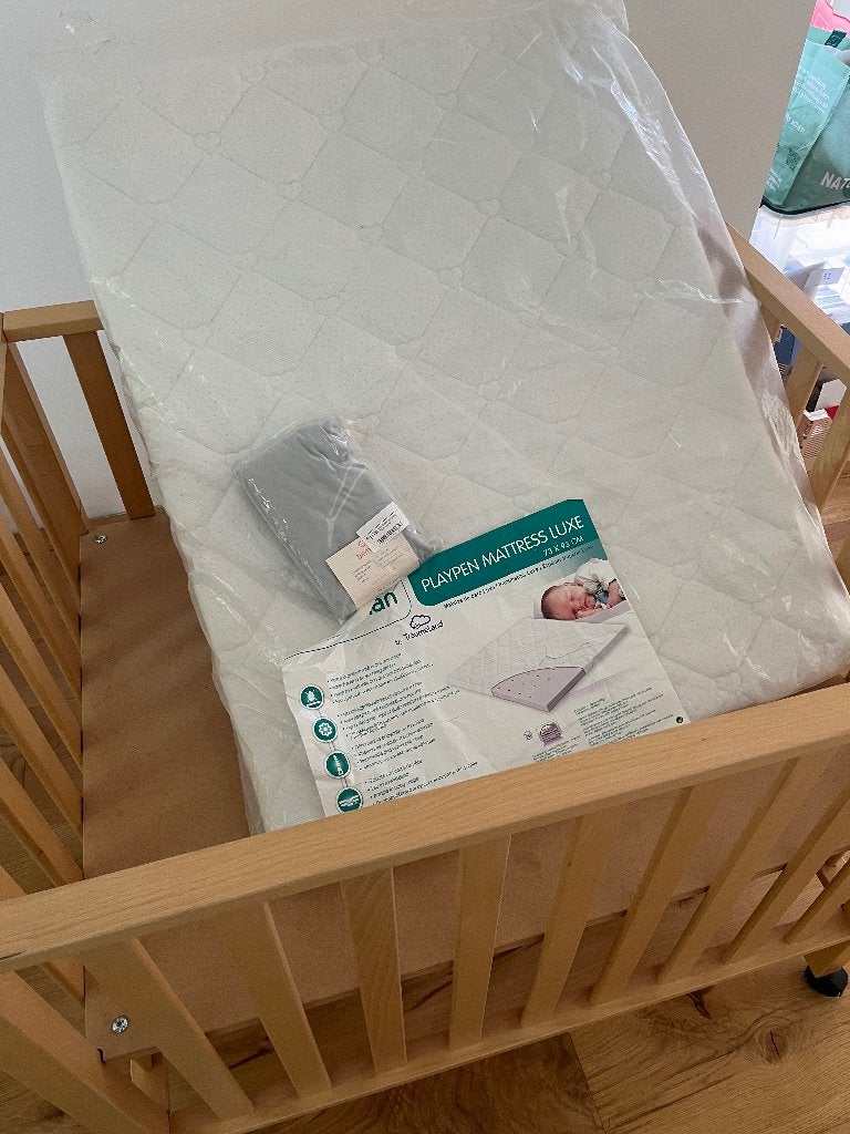 Childhome houten babybox, Kinderen en Baby's, Babyparken, Ophalen, Gebruikt, Rechthoekig, In hoogte verstelbaar