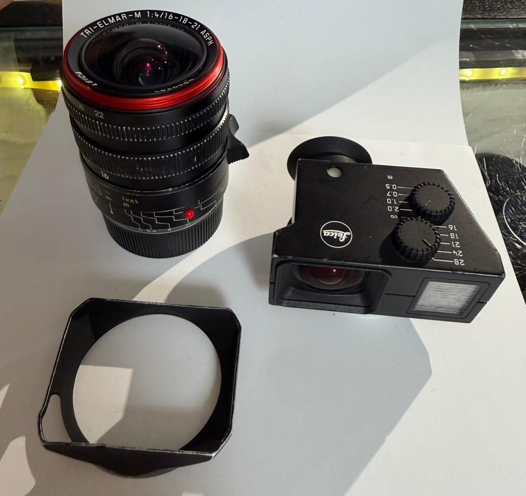 Leica Tri-Elmar-M 16-18-21 mm /4.0 Asph. + viseur, TV, Hi-fi & Vidéo, Enlèvement ou Envoi, Utilisé, Objectif grand angle, Zoom