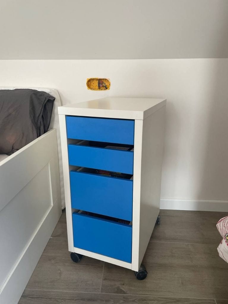 Caisson à tiroirs sur roulettes | Ikea MICKE Bleu, 35 cm, Scandinave, Bleu, 50 cm
