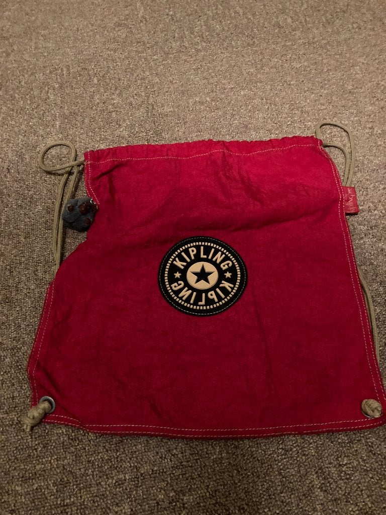 Kipling trekkoordtas rood/khaki, Ophalen, 40 cm of meer, Zo goed als nieuw, Kipling