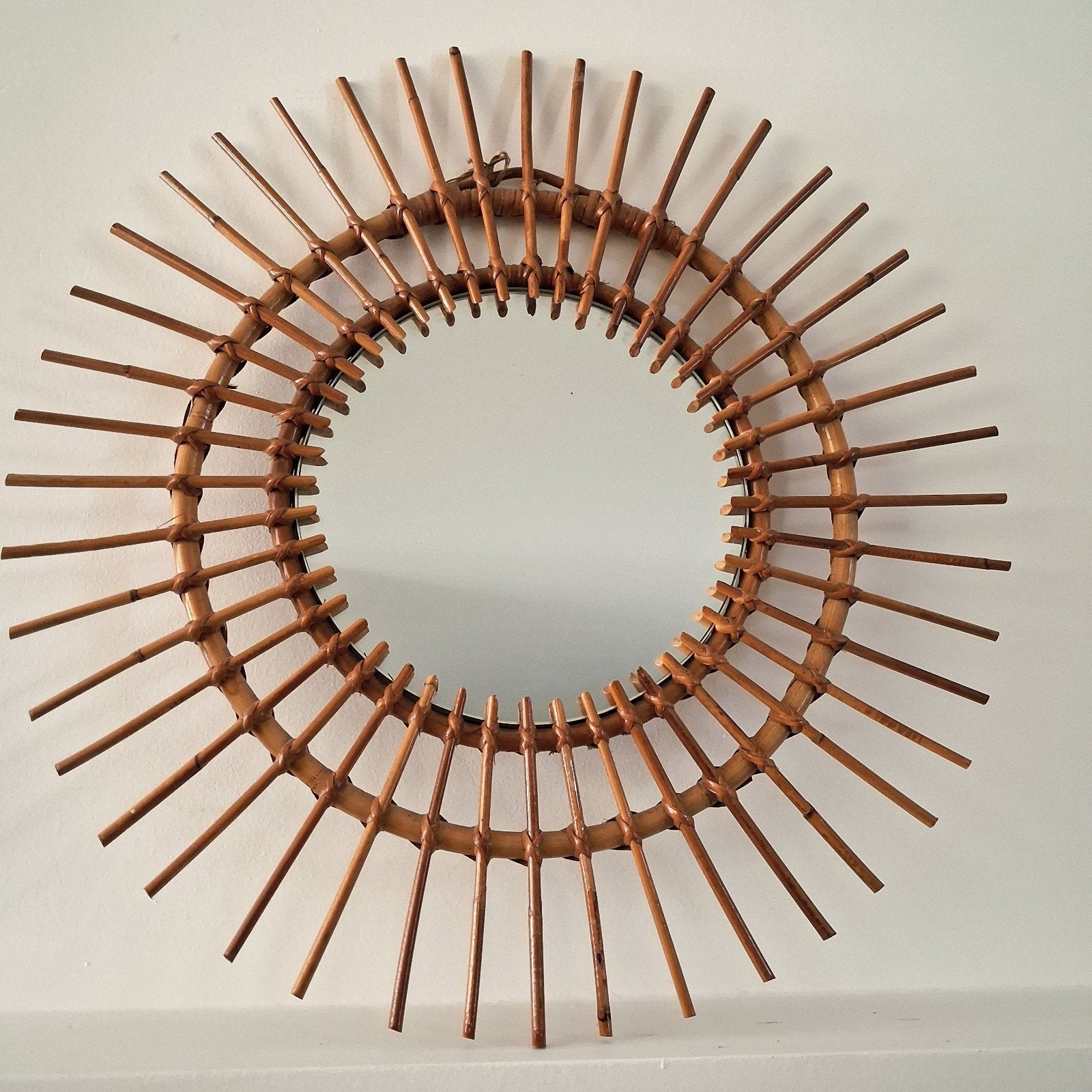Grote antieke rotan zonnespiegel, Huis en Inrichting, Ophalen