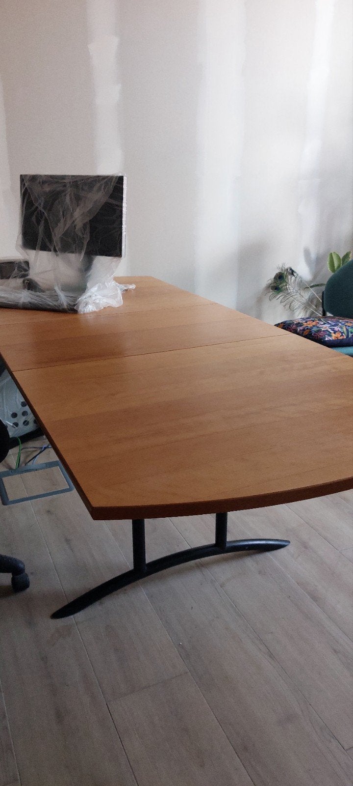 Massief houten uitschuifbaar bureau/tafel 160-210 cm, Ophalen, 160 cm, Gebruikt, Hout