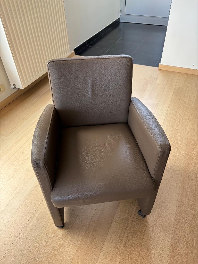 Stoelen, Huis en Inrichting, Stoelen, Ophalen, Leer, Zo goed als nieuw, Grijs