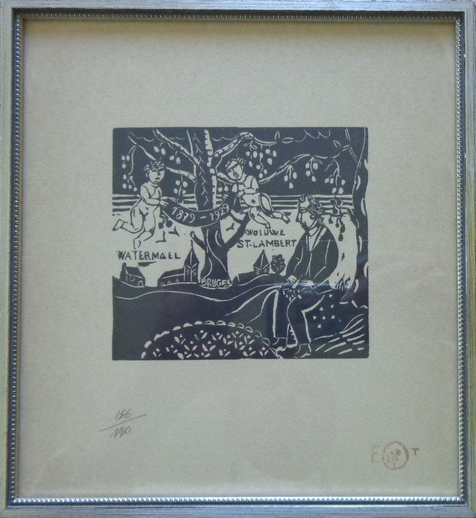 EDGARD TYTGAT / WATERMAEL / ZW-W HOUTSNEDE / 25x23cm / KADER, Antiek en Kunst, Ophalen of Verzenden, Houtsnede