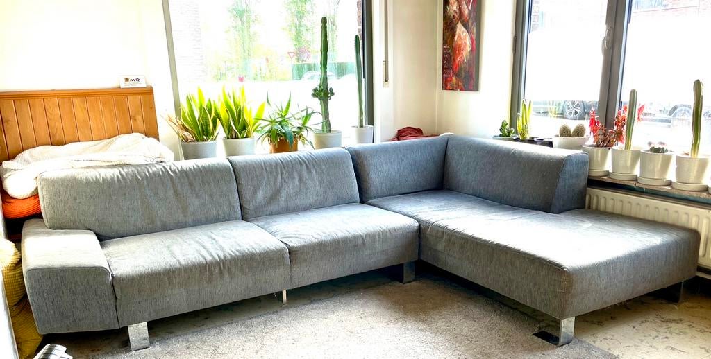 Grote comfortabele zetel met longchair, Ophalen, Gebruikt, Vierpersoons of meer, Modern