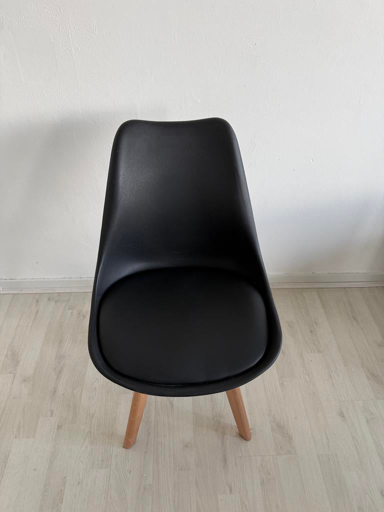 Zwarte kuipstoelen, Maison & Meubles, Chaises, Comme neuf, Cinq, Six Chaises ou plus, Bois, Synthétique, Cuir, Noir, Enlèvement