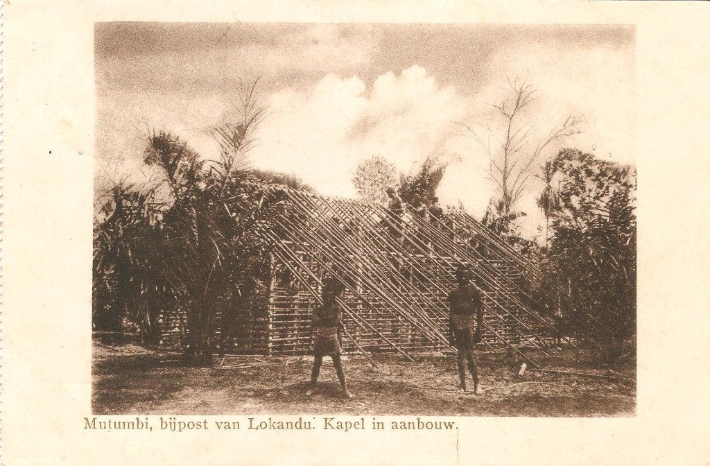 Congo Mutumbi Lokandu Kapel in aanbouw 1932, Collections, Cartes postales | Étranger, Enlèvement ou Envoi, 1920 à 1940, Affranchie