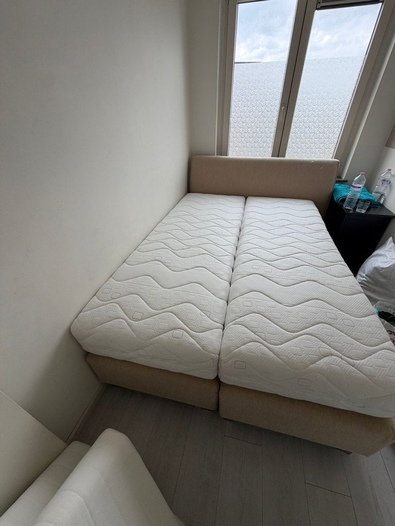 Bezorging is mogelijk 140x200 inzgs complete boxspring bed, Beige, Zo goed als nieuw, 200 cm, 140 cm