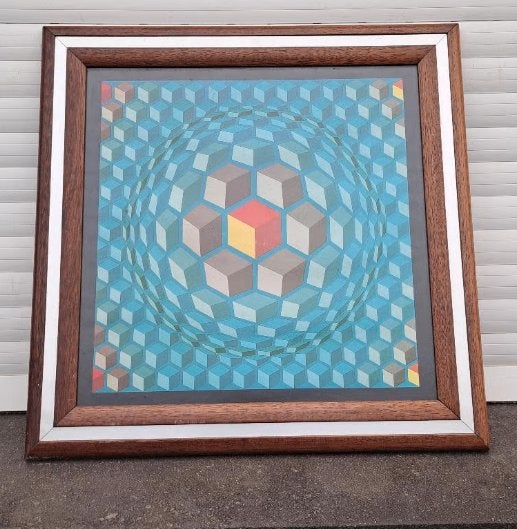Serigraphie vasarely, Ophalen of Verzenden, Lithografie