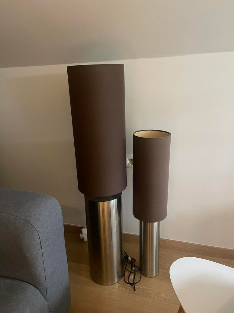 Paires de lampe a poser inox, Maison & Meubles, Enlèvement, Comme neuf