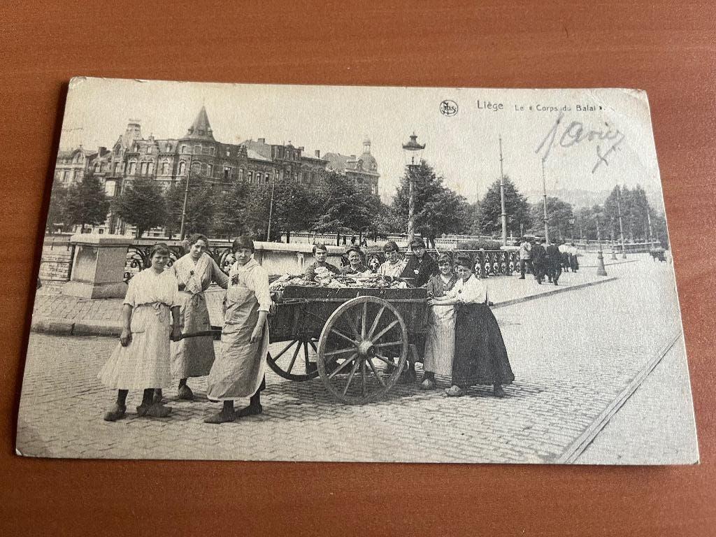 Oude postkaart Luik: "Le corps de balai", Envoi, 1920 à 1940, Affranchie, Liège