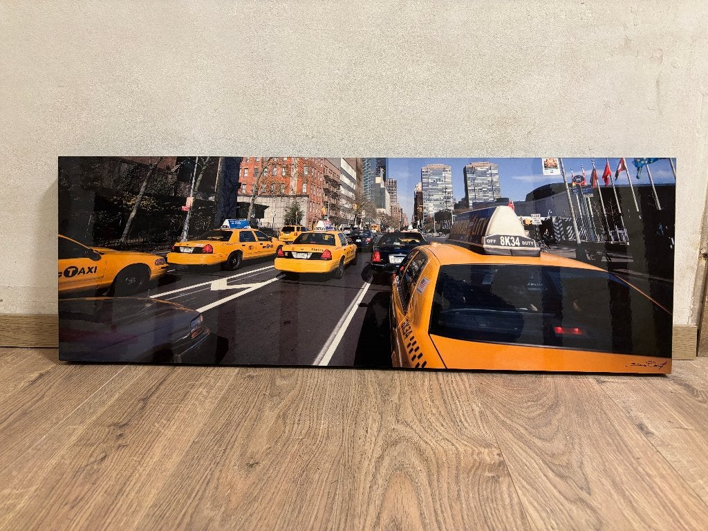 Cadre en bois Taxis de New York, 50 cm, Comme neuf, Enlèvement, Avec image