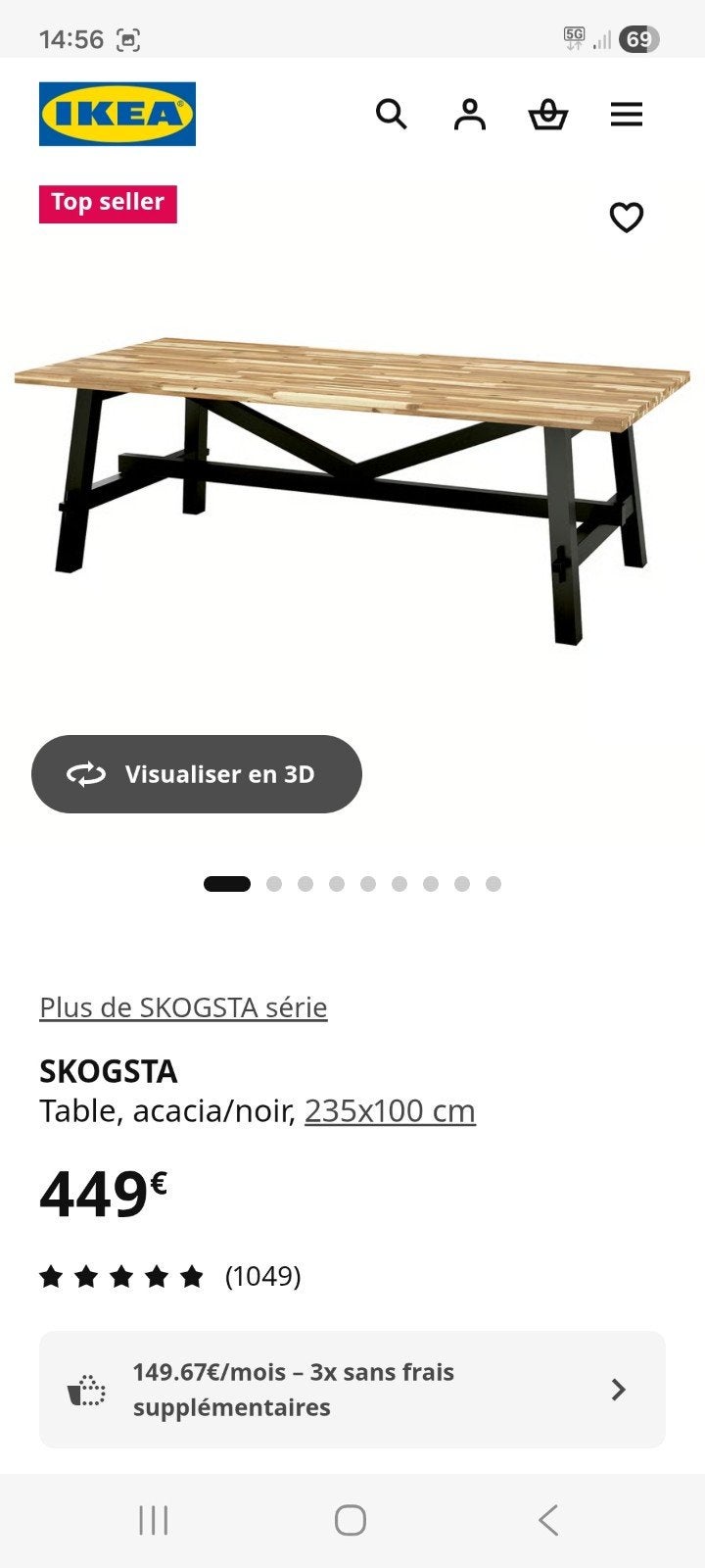 Table ikea SKOGSTA, Enlèvement, IKEA