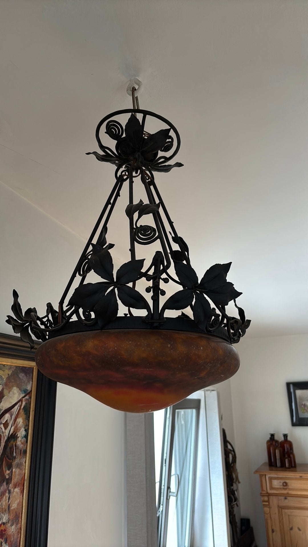 Luchter in mat glas, Antiek en Kunst, Ophalen