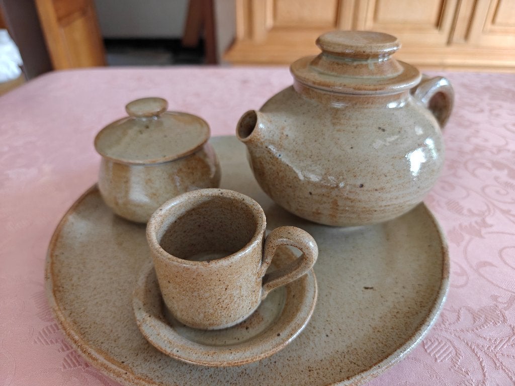 Keramisch theeset, Huis en Inrichting, Ophalen, Bruin, Steen/keramiek, Landelijk