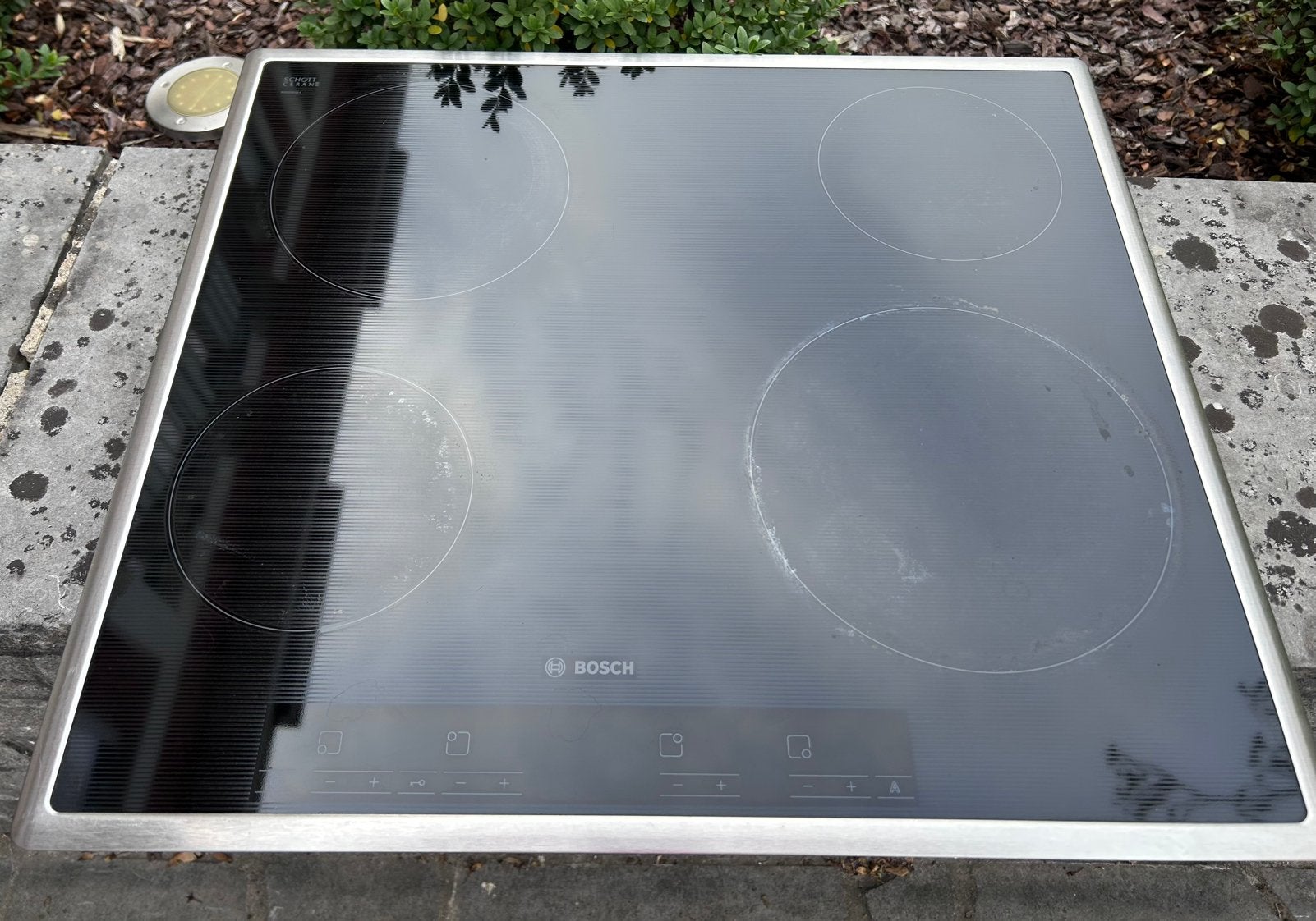 Table de cuisson vitrocéramique Bosch, 58x52 cm, 4 feux, Electroménager, Enlèvement, Comme neuf, Céramique, 4 zones de cuisson