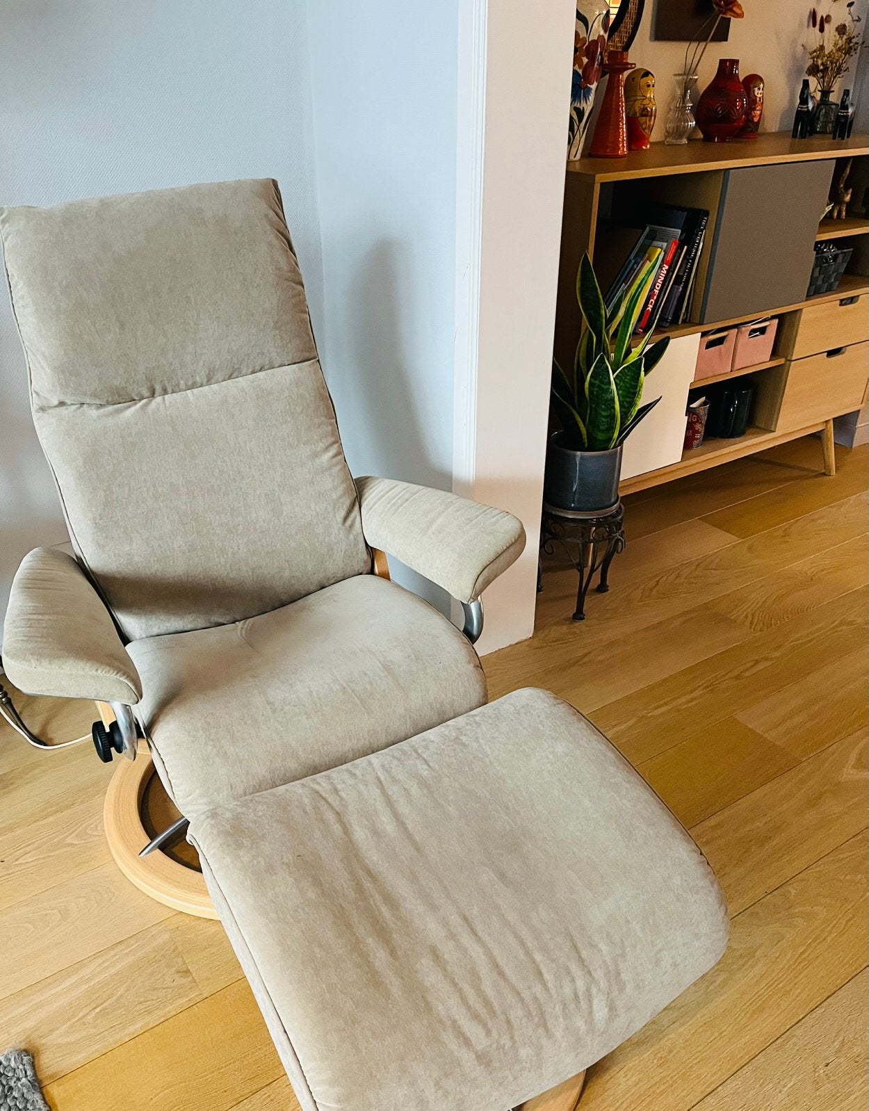 Stressless View relaxzetel met voetenbank, Enlèvement, Comme neuf, Tissus