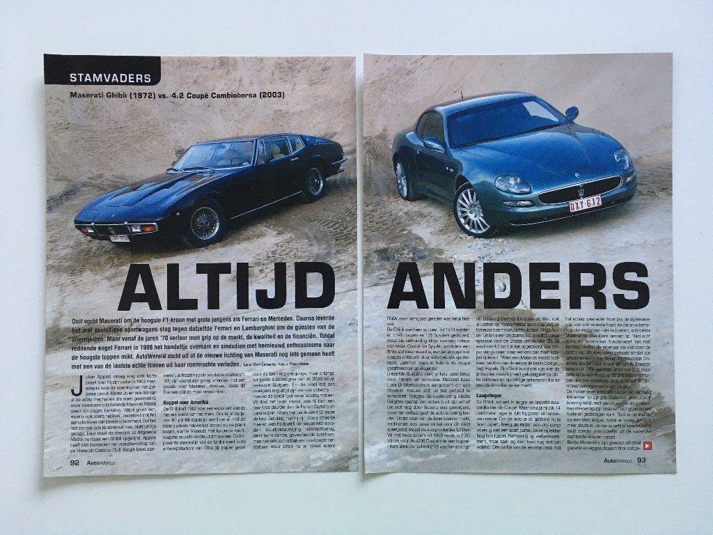 Article sur les Maserati Ghibli et Coupé, Livres, Autos | Brochures & Magazines, Enlèvement ou Envoi, Comme neuf, Autres marques