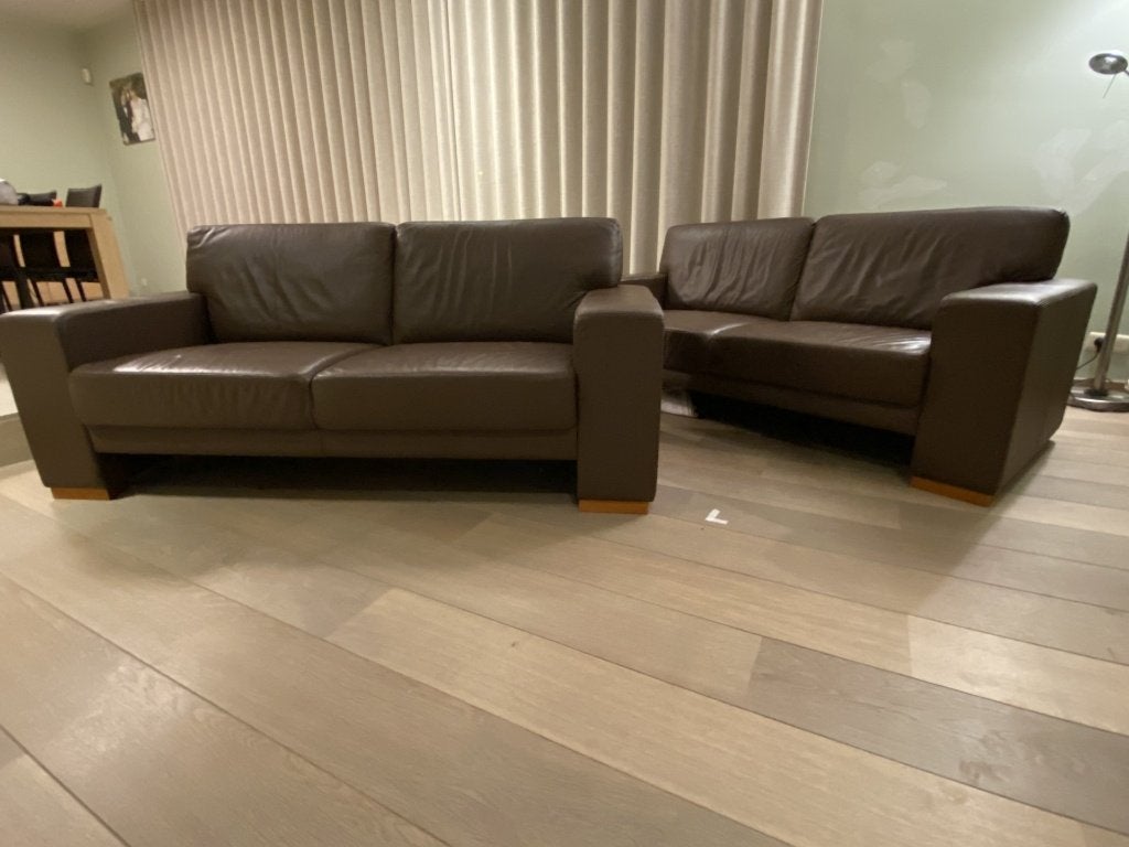 zetel 2-zit in bruin leder, Maison & Meubles, Canapés | Salons, 75 à 100 cm, Comme neuf, Enlèvement, Bruin leder