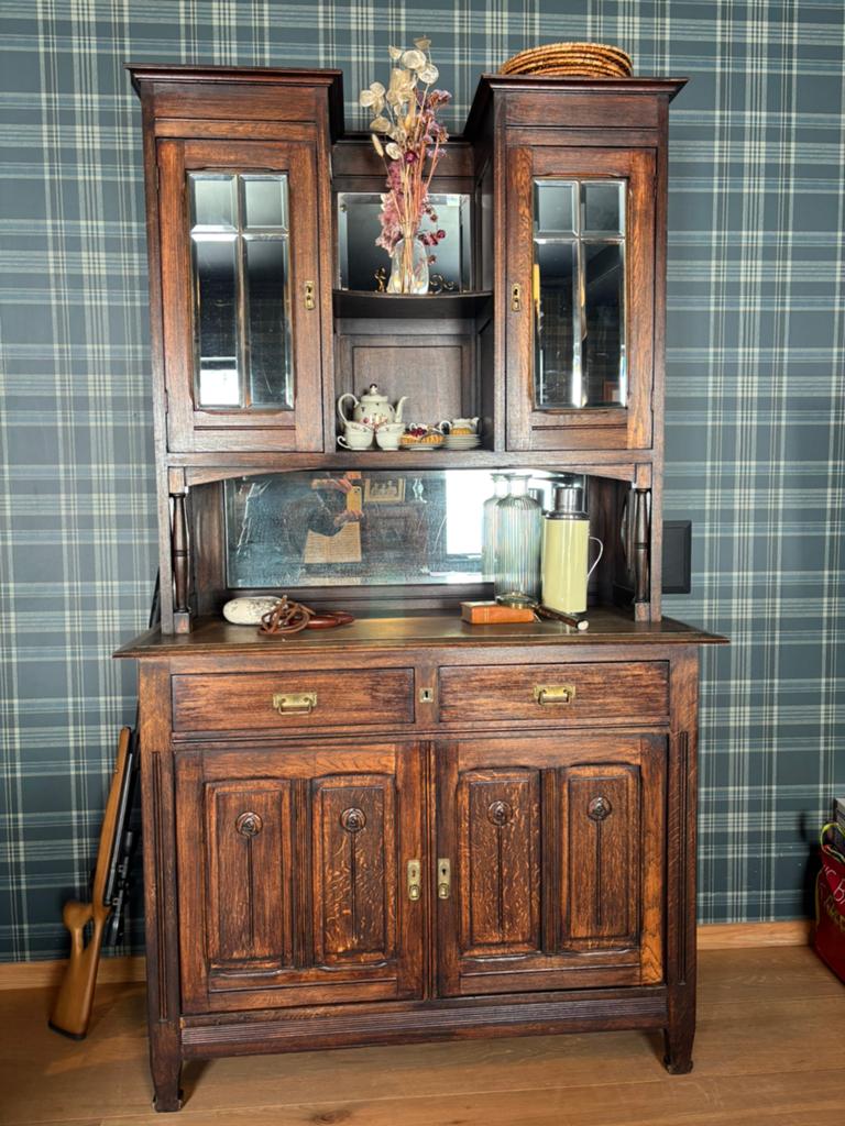 Antieke kast met spiegelglas, Antiek en Kunst, Ophalen