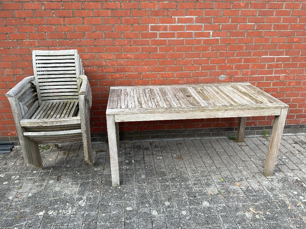 Tuinset real teak 1m60x80 plus 6 stoelen, Tuin en Terras, Ophalen, Tuinset