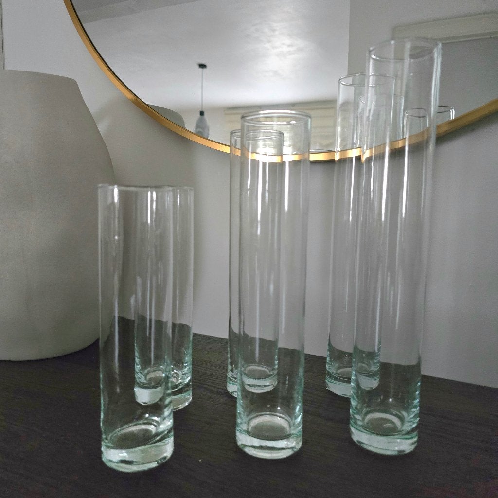 Lot de 6 mini vases / soliflores déco, 30 cm, Verre, Utilisé, Transparent