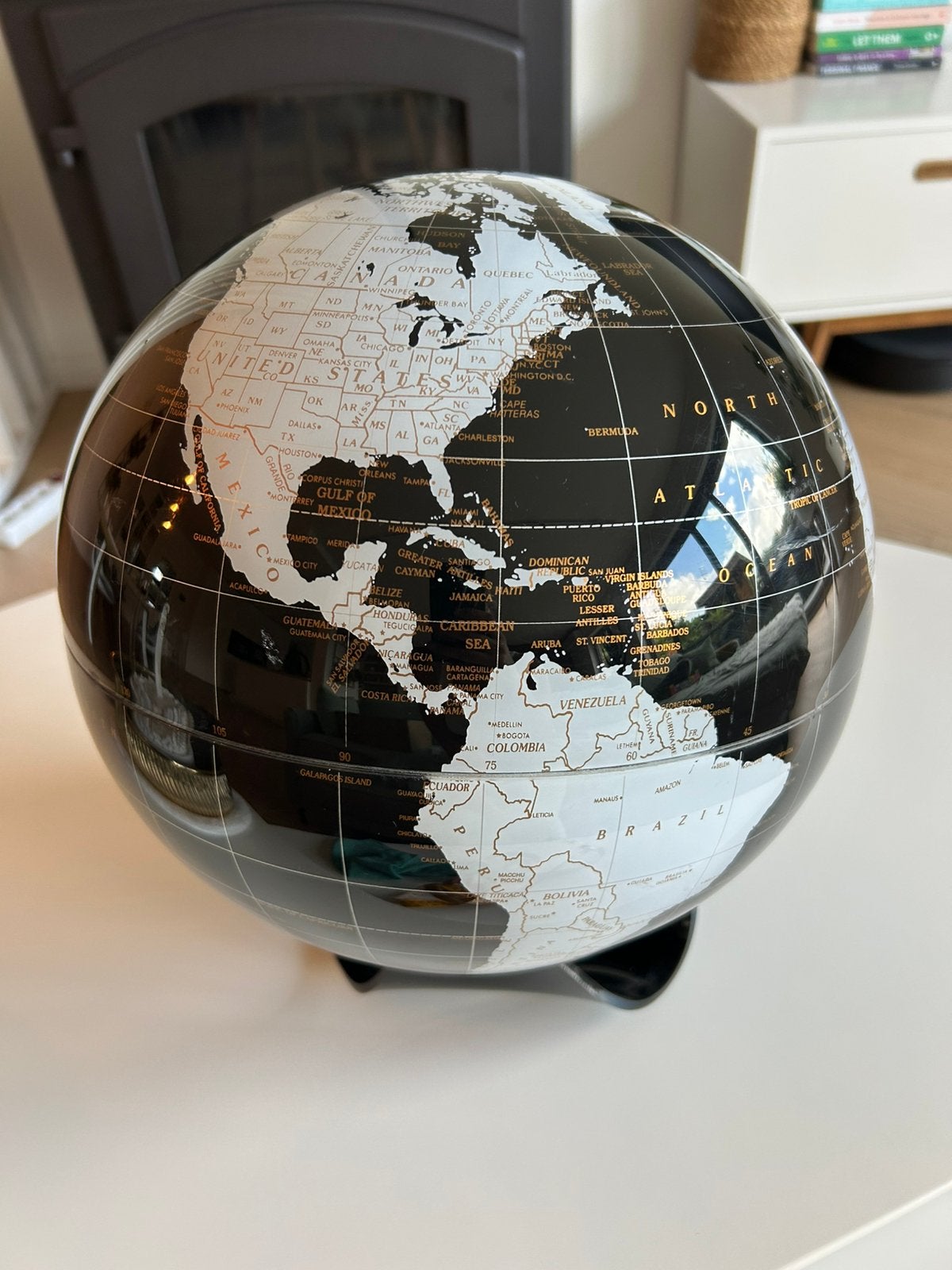 Moderne wereldbol zwart/wit/goud, 30 cm, Enlèvement, Utilisé, Interactif