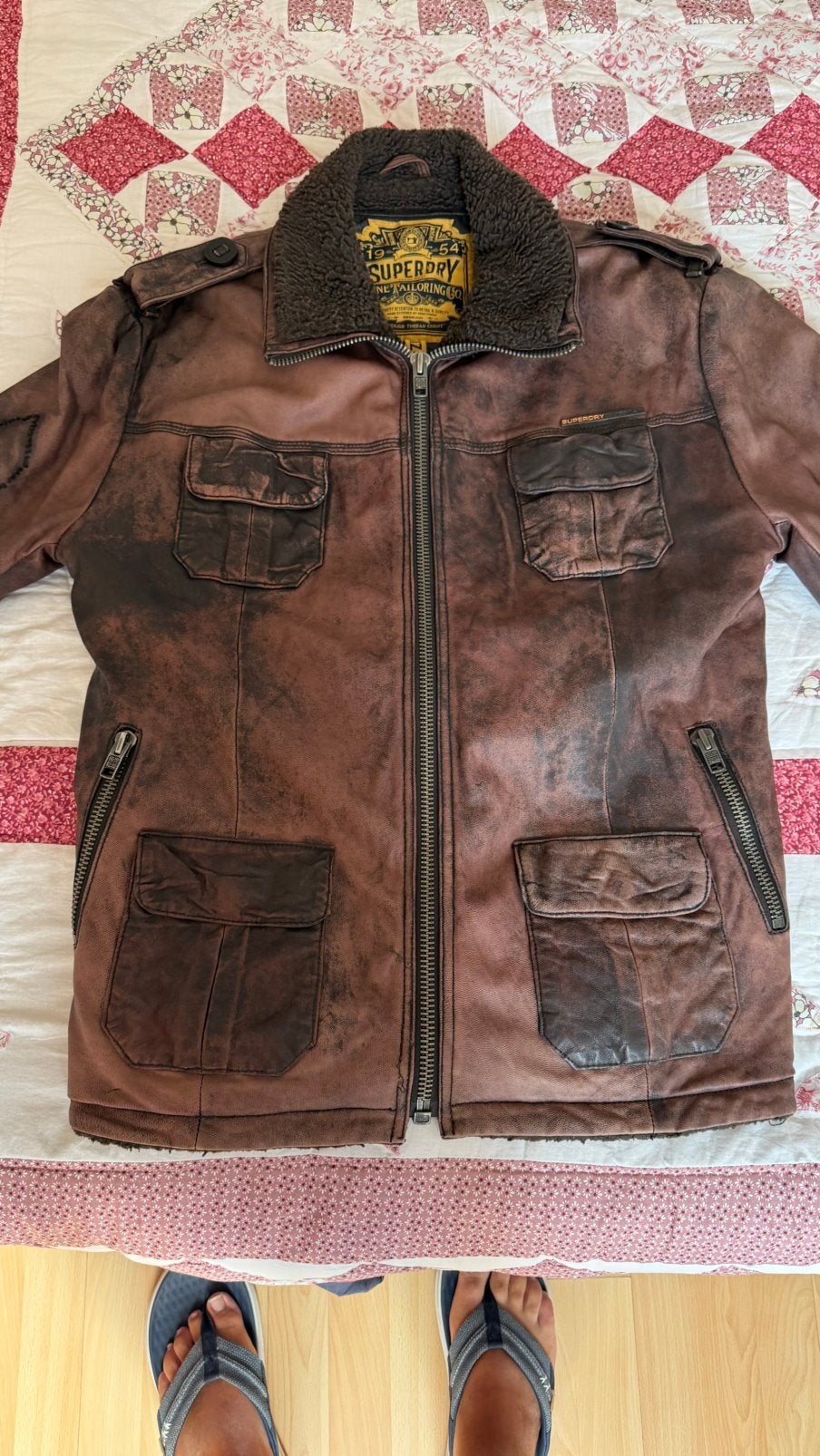Veste en cuir homme Superdry taille XXL, Ophalen, Zo goed als nieuw, Overige maten, Bruin
