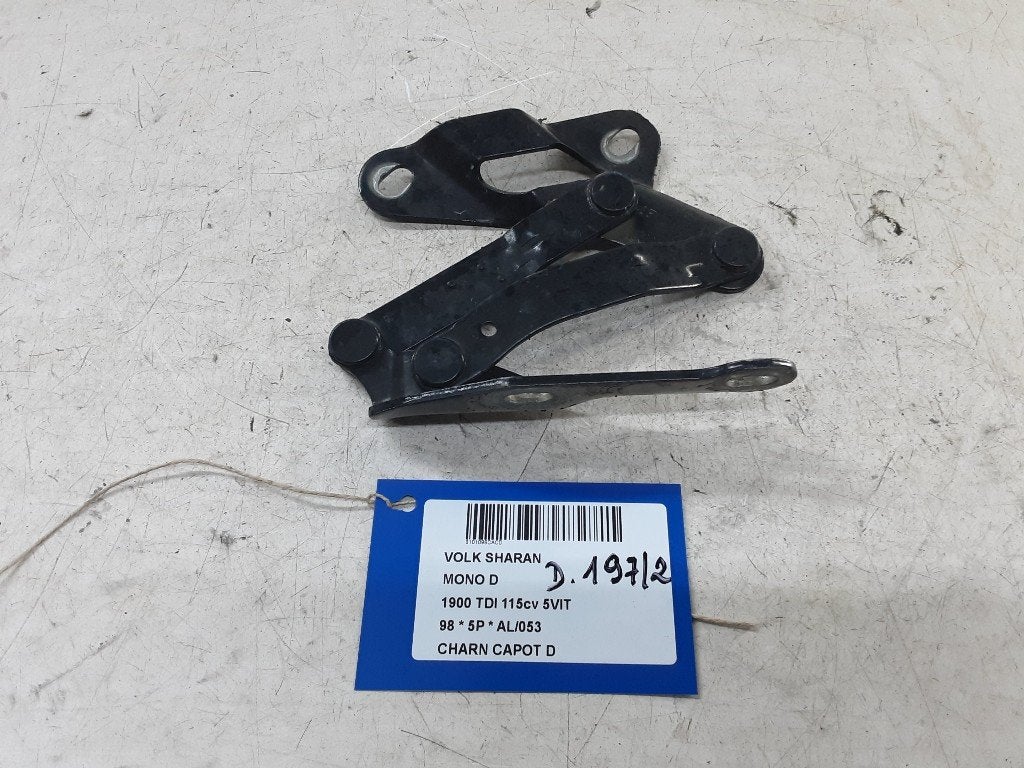 CHARNIERE DE CAPOT DROIT Volkswagen Sharan (7M8 / M9 / M6), Volkswagen, Mevr. I. Hauben, Utilisé, Rue de l'Espoir 34 34
4030  GRIVEGNÉE, BE