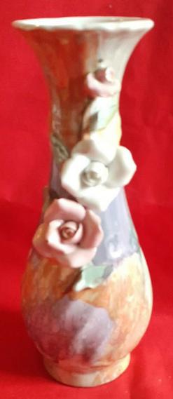 vase soliflore decore irisé et fleurs en relief, Enlèvement ou Envoi, Comme neuf, Poterie ou Porcelaine