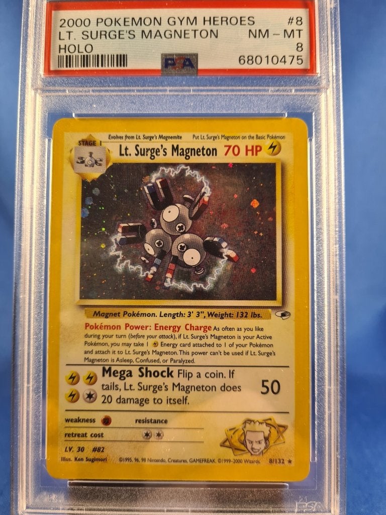Lt. Surge's Magneton 8/132 - Gym Heroes (PSA 8), Hobby en Vrije tijd, Verzamelkaartspellen | Pokémon, Verzenden, Gebruikt