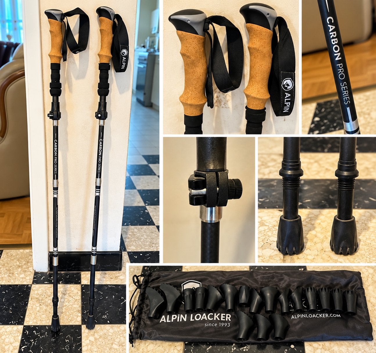 Alpin Loacker Carbon Pro wandelstokken + accessoires, Ophalen, Zo goed als nieuw