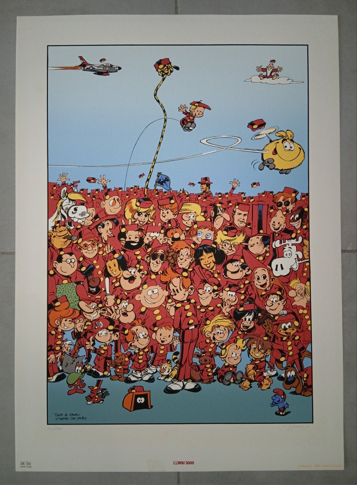 Sérigraphie Spirou 3000, Antiquités & Art, Sérigraphie, Enlèvement ou Envoi, Numéroté, Personnages et figures fantastiques