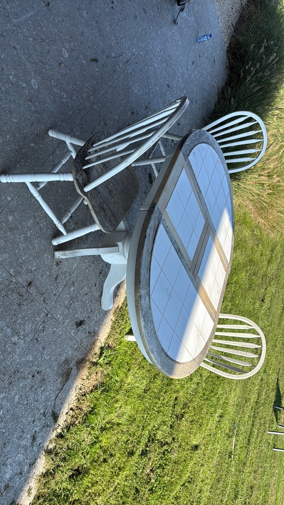 Ronde tafel (uitschuifbaar) met 3 stoelen, Huis en Inrichting, Ophalen, Gebruikt, Wit, Drie