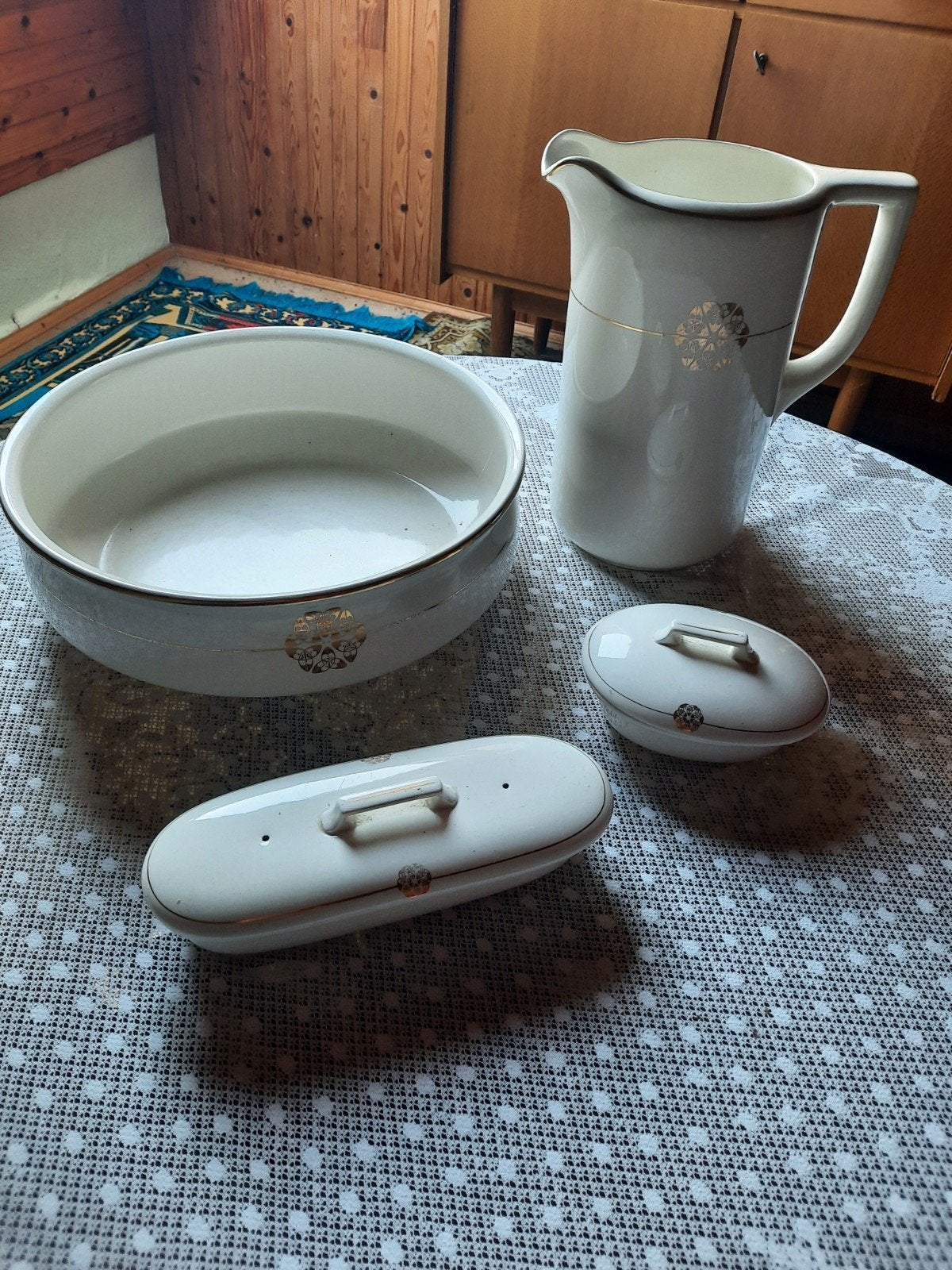 waskom set/ lampet set, Antiek en Kunst, Antiek | Email, Ophalen