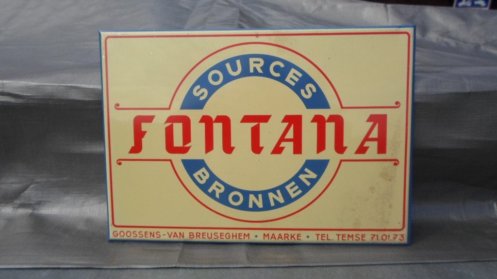 bordje fontana, Verzamelen, Merken en Reclamevoorwerpen, Ophalen, Zo goed als nieuw, Reclamebord