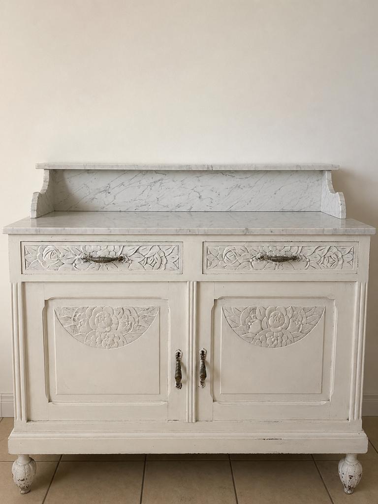 Prachtige vintage commode / dressoir vol marmer bovenblad, Ophalen, Zo goed als nieuw