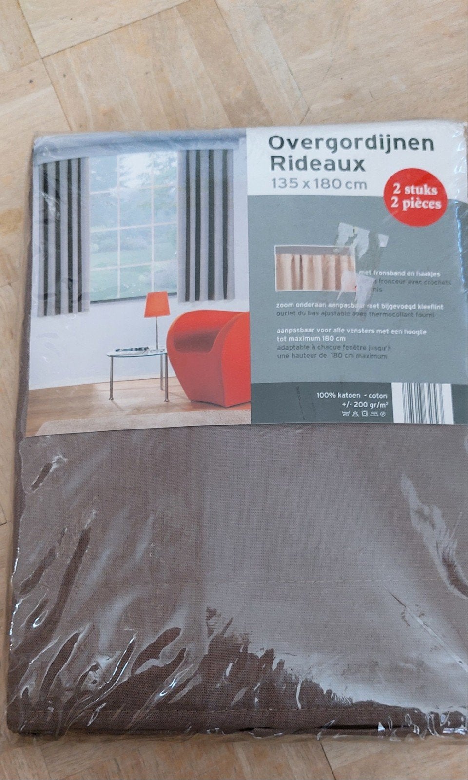 rideau brun 2 pièce 1m35x1m80, Enlèvement, Brun, Rideau