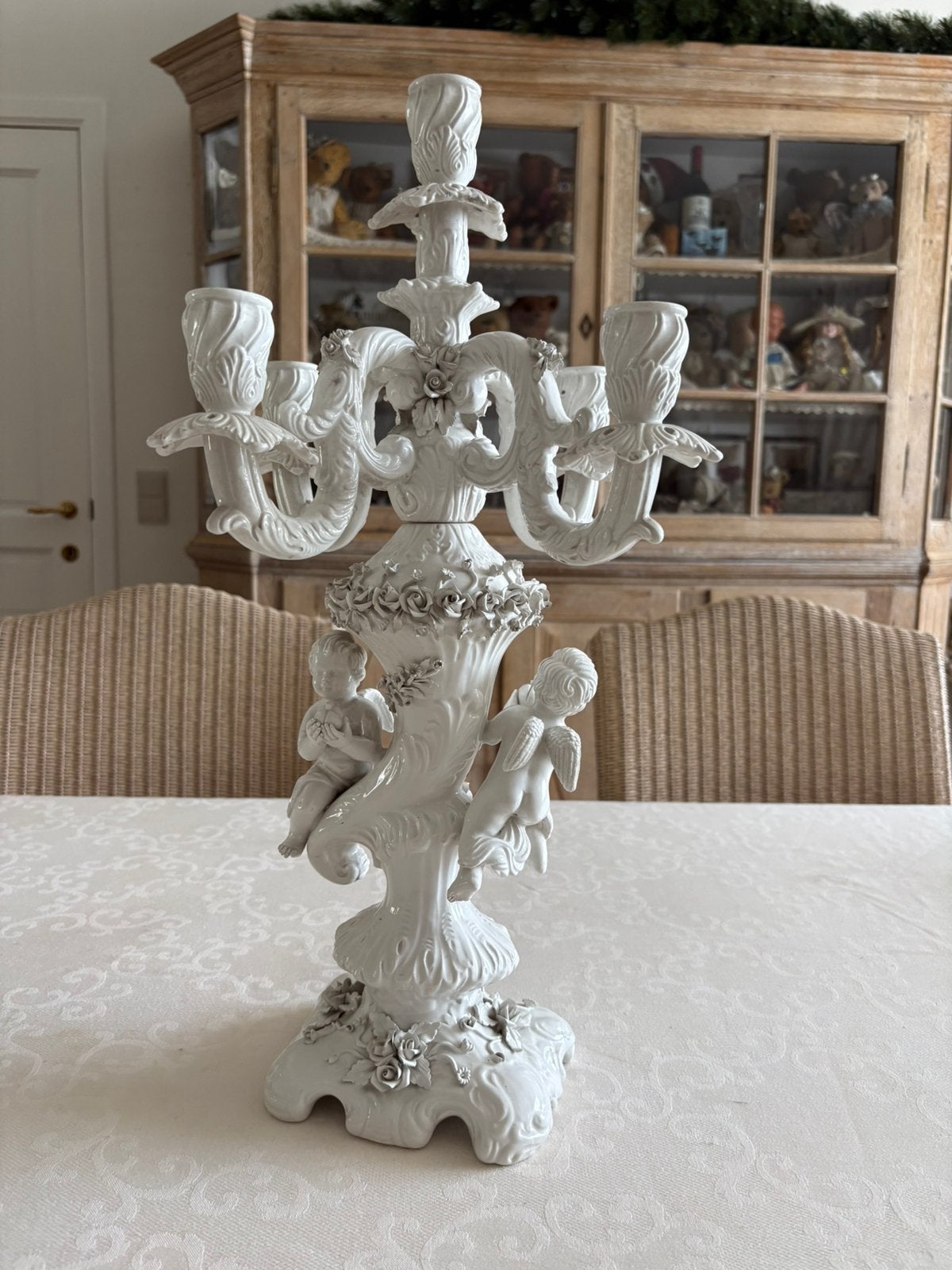 Porseleinen biscuit kandelaar, Ophalen, Keramiek of Aardewerk