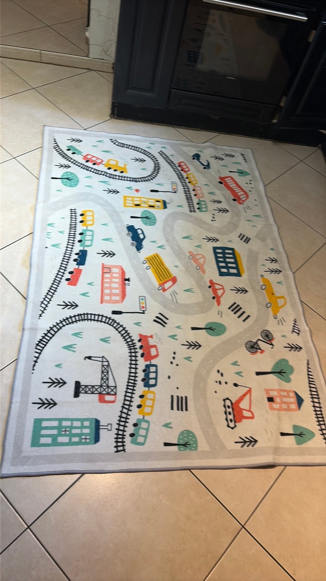 Speelmat met wegen en voertuigen – 177 x 118 cm, Ophalen, Zo goed als nieuw