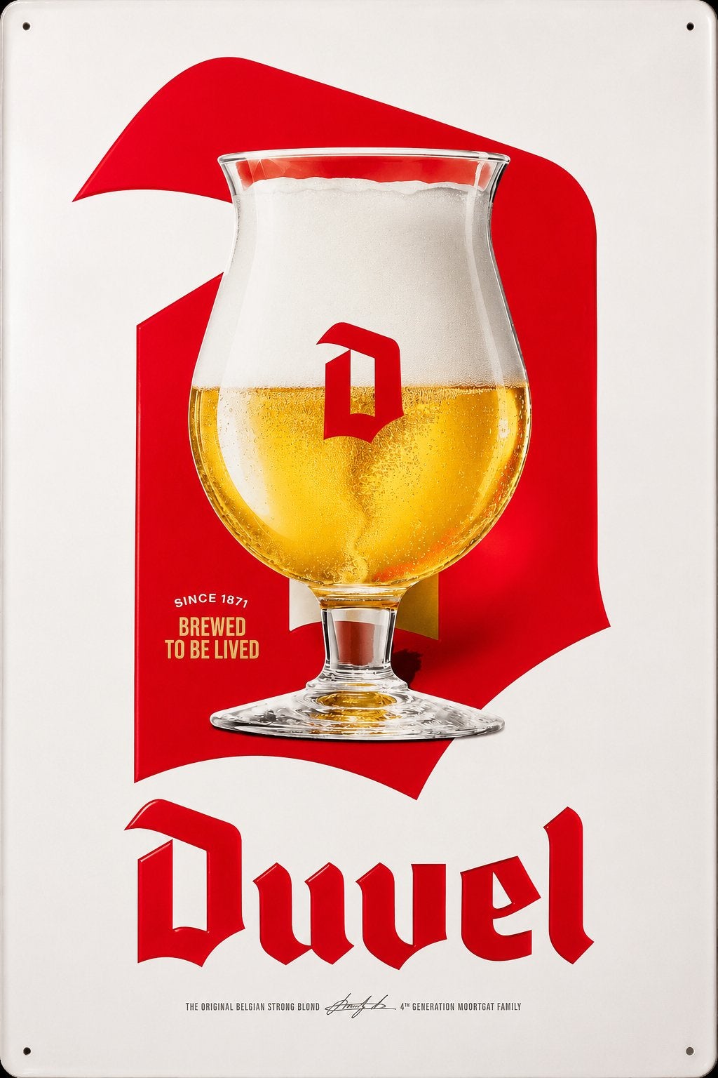 Panneau en métal Duvel Moortgat rouge rétro vintage mancave, Collections, Enlèvement ou Envoi, Neuf, Panneau, Plaque ou Plaquette publicitaire