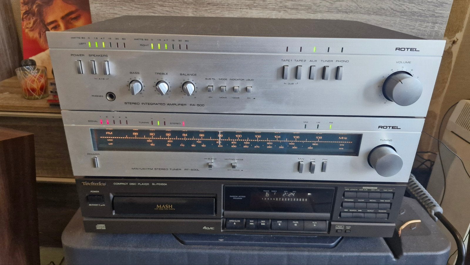 Joli Rotel RA-500 RT-500L RL400 et Technics SL PG100A, TV, Hi-fi & Vidéo, Amplificateurs & Ampli-syntoniseurs, Stéréo, Enlèvement