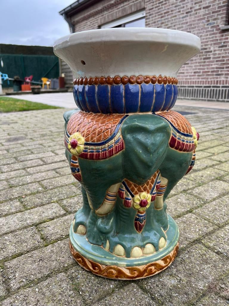 Keramieken olifant platenstandaard (bijzettafel/bohodecor), Antiek en Kunst, Ophalen of Verzenden