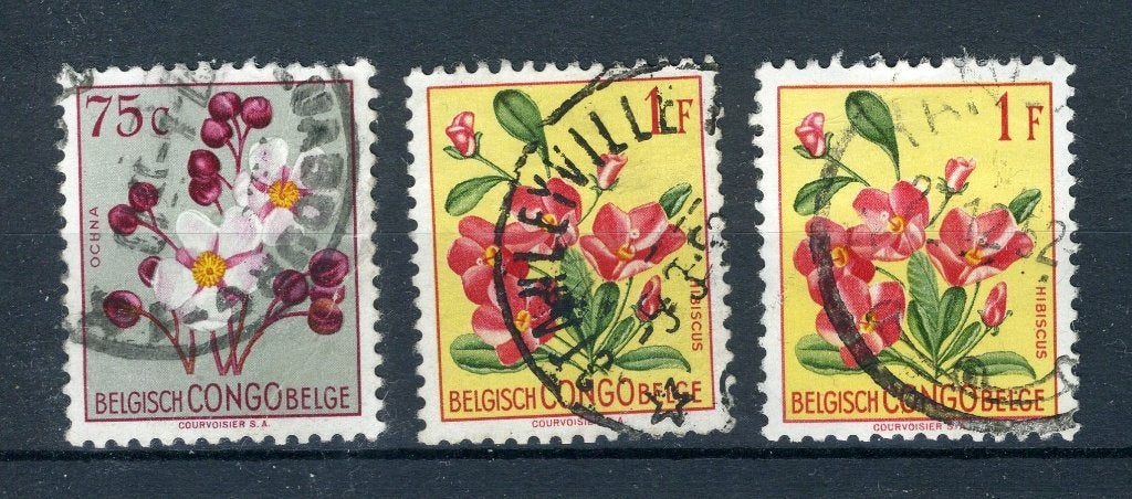 BEL. CONGO 309/310 estampillé 1952 - Fleurs multicolores, Envoi, Affranchi, Oblitéré