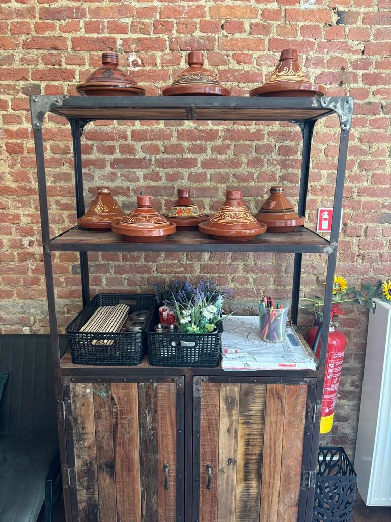 Industrielle houten kast, Antiek en Kunst, Ophalen