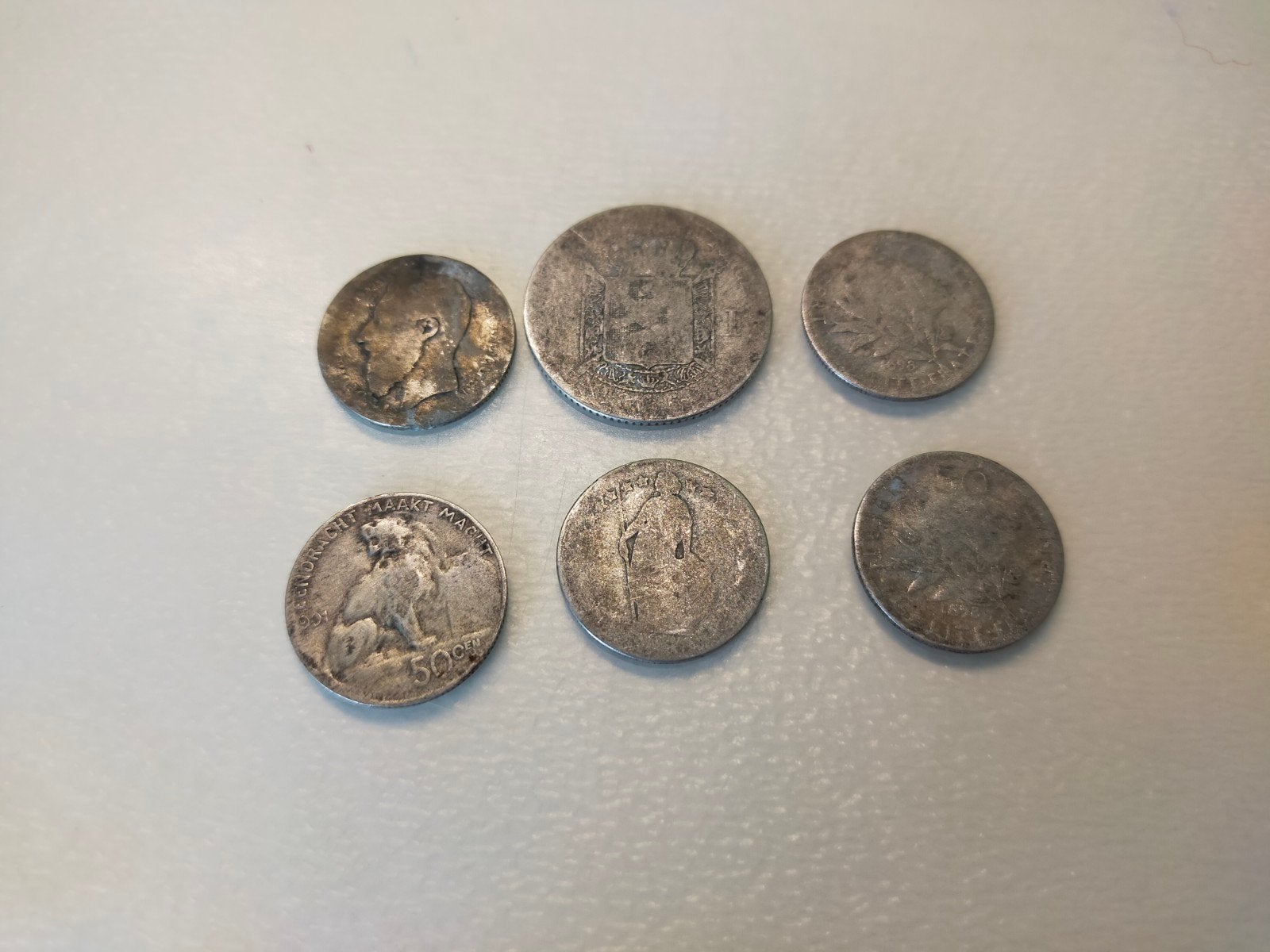 6 pièces en argent dont Napoléon 3 et Léopold 2, Enlèvement ou Envoi, Autres pays, Série, Argent