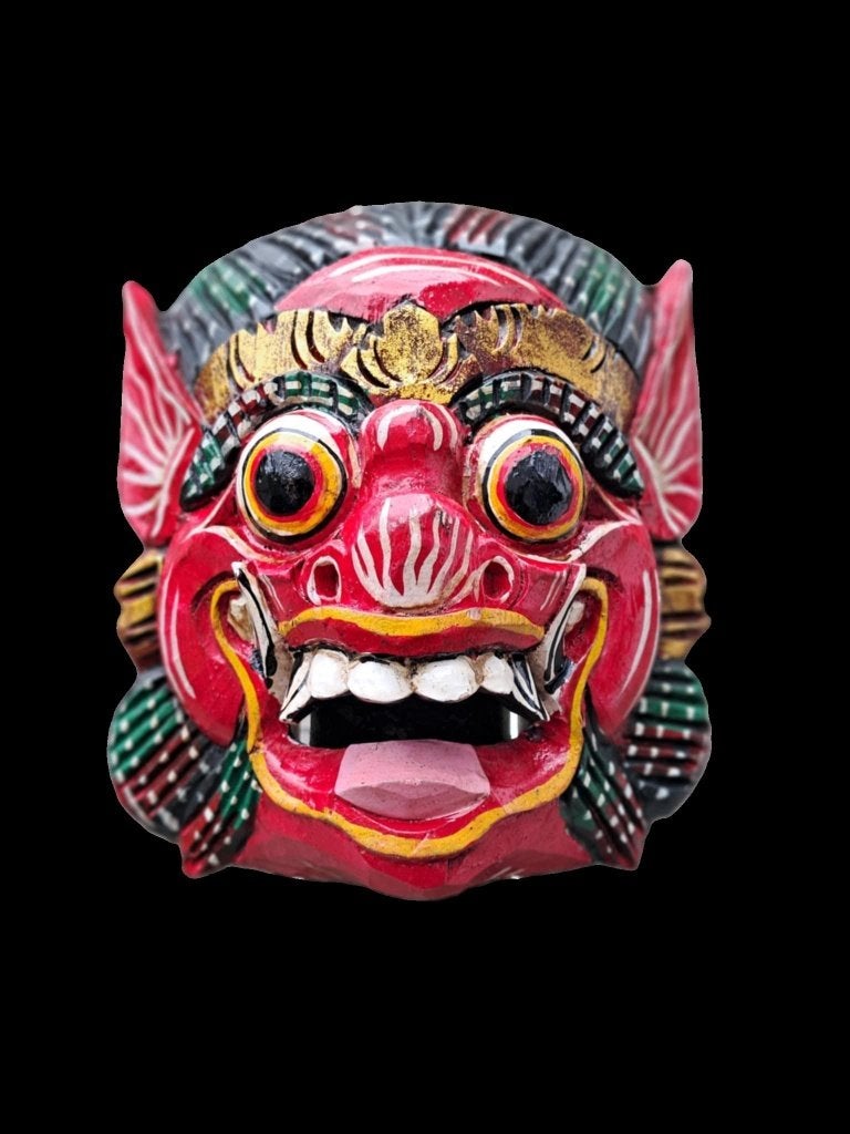 Masque Barong/Indonesie/Bali/gardien de la foret/fait main, Antiquités & Art, Rouge, Enlèvement ou Envoi, Indonésie, Fait main
