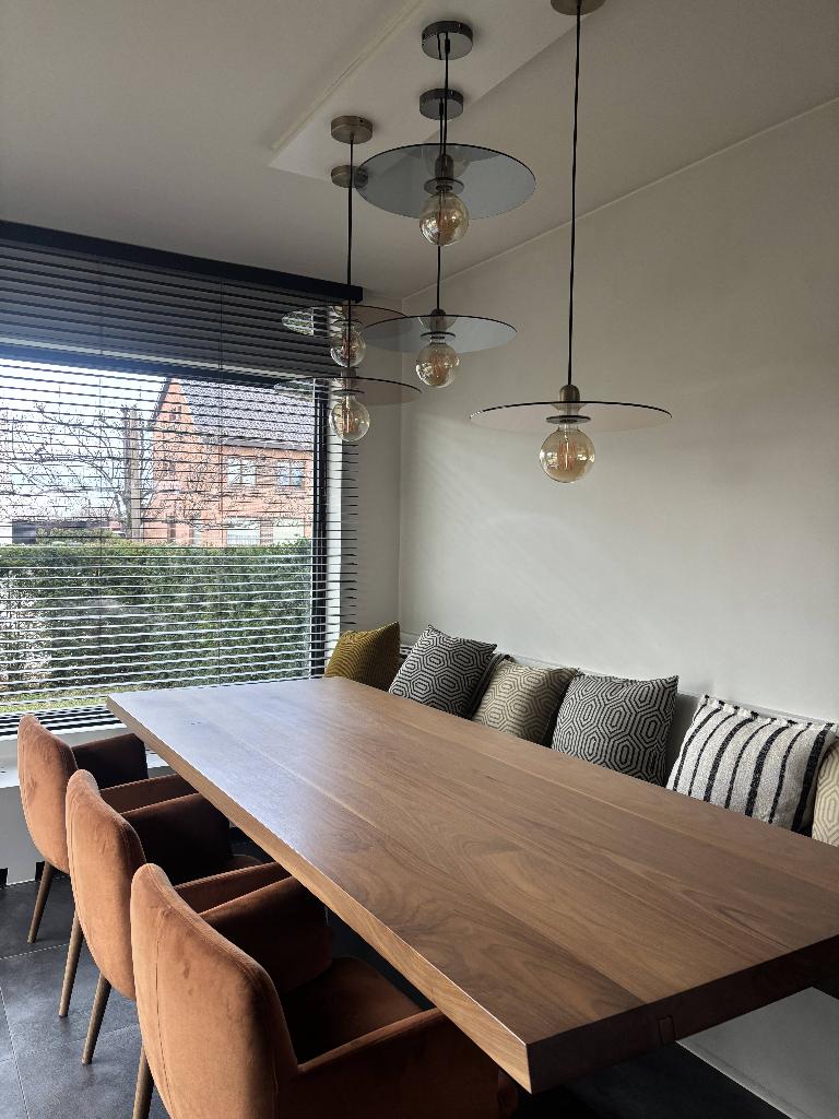 Houten lamellen, stoffen gordijnen en verlichting, Ophalen, Zo goed als nieuw